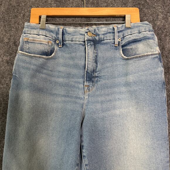 Good American Jeans Womens 14/32 Light Blue Skinny Split Hem High Rise Casual - Picture 6 of 14